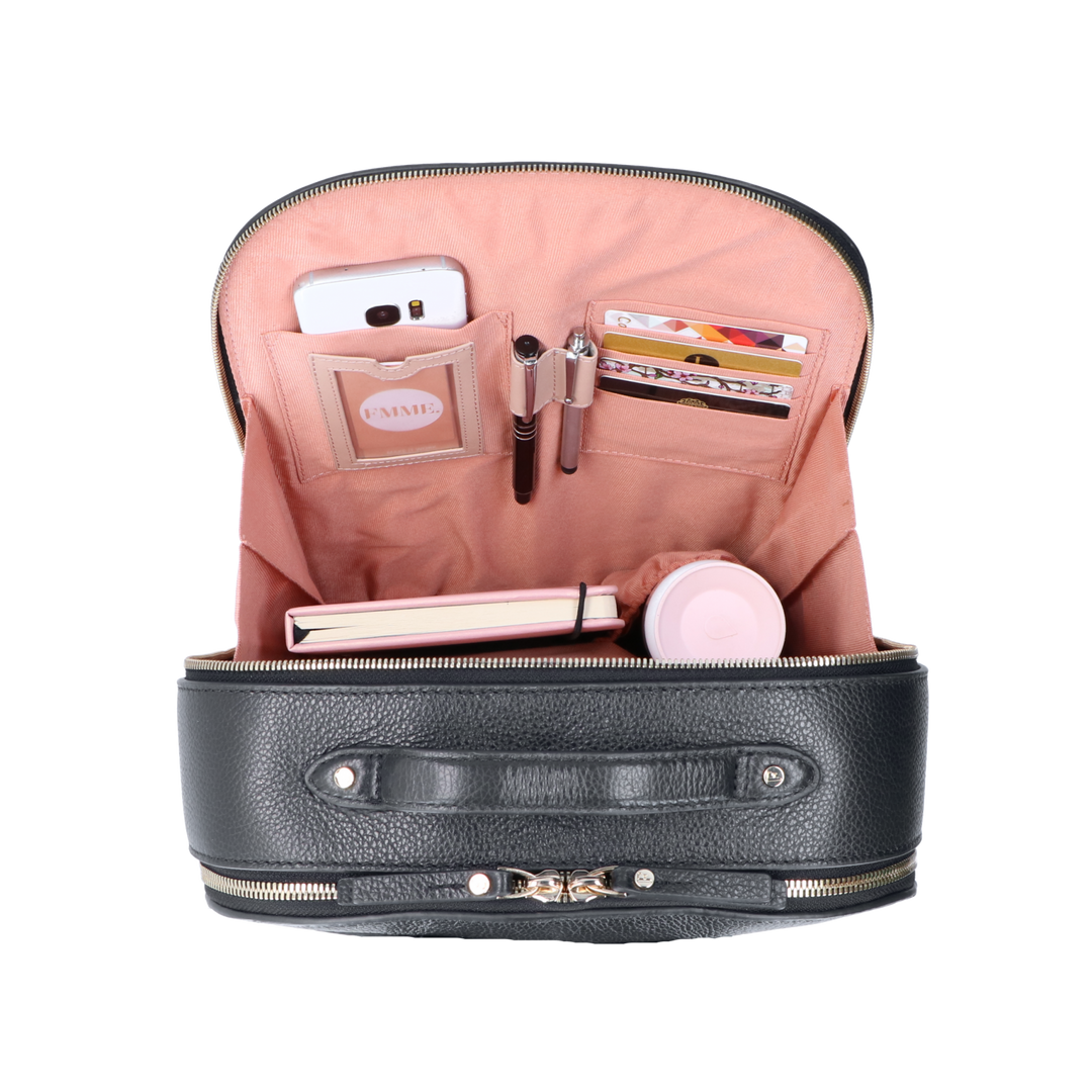 Zwarte Rugtas Claire Voor 13 Inch Laptop In Grain Runderleer –